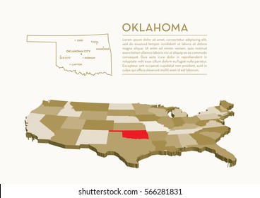 3D USA State map - OKLAHOMA