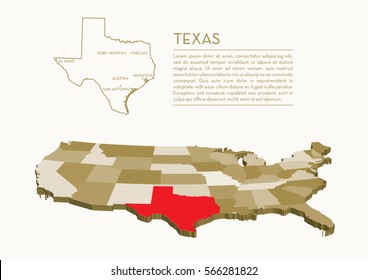 3D USA State map - TEXAS