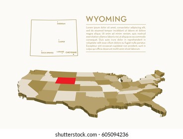 3D USA State map – WYOMING