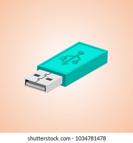 3D USB Flash Drive. Abstract flash drive. Vector illustration.