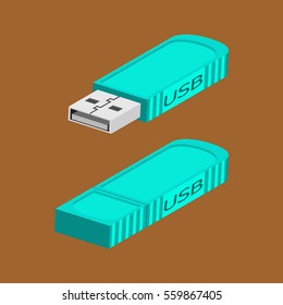 3D USB Flash Drive. Abstract flash drive. Vector illustration.