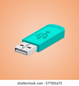 3D USB Flash Drive. Abstract flash drive. Vector illustration.