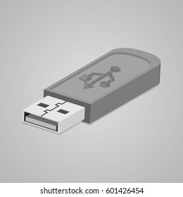 3D USB Flash Drive. Abstract flash drive. Vector illustration.