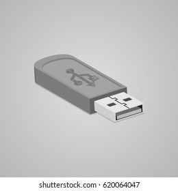 3D USB Flash Drive. Abstract flash drive. Vector illustration.