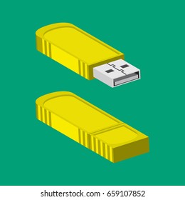 3D USB Flash Drive. Abstract flash drive. Vector illustration.