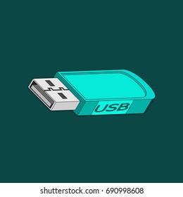 3D USB Flash Drive. Abstract flash drive. Vector illustration.