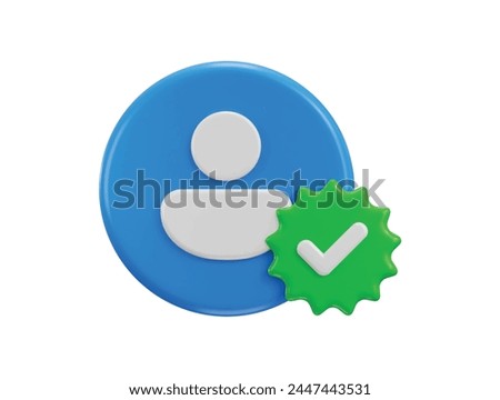 3d user account blue mark icon concept of user verified icon vector illustration