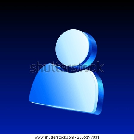 3d user or human icon in shining metal style, isolated on background.  Employee icon in 3d vector