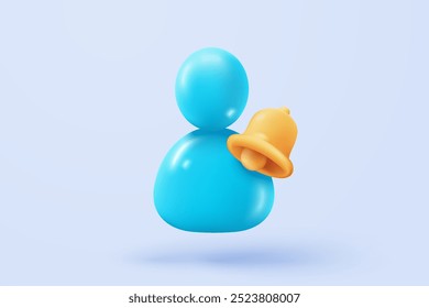 Icono de perfil de usuario 3D o signos de avatar social y persona del personal de comunicación comercial. Perfil de contacto. Silueta de género neutral. Ilustración de renderizado de Vector de icono de Botón de administrador de Cuenta redonda 3D