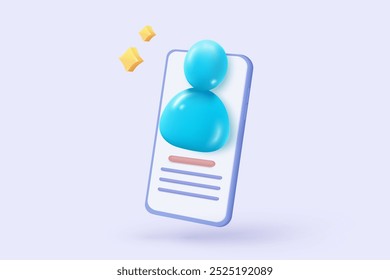 Icono de perfil de usuario 3D o signos de avatar social y persona del personal de comunicación comercial. Perfil de contacto. Silueta de género neutral. Ilustración de renderizado de Vector de icono de Botón de administrador de Cuenta redonda 3D