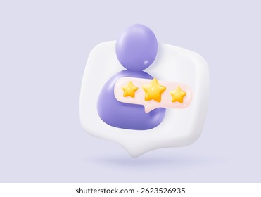 3d user profile icon or social avatar signs and business communication staff person. Profile contact symbol. Neutral gender silhouette. 3d round account manager button icon vector render illustration