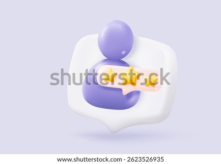 3d user profile icon or social avatar signs and business communication staff person. Profile contact symbol. Neutral gender silhouette. 3d round account manager button icon vector render illustration