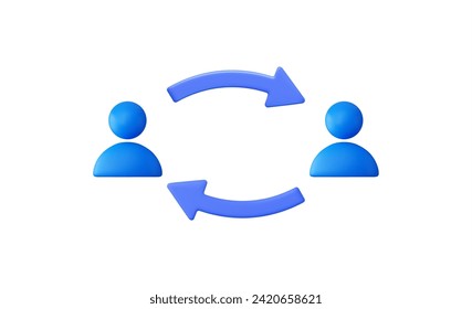 3d User switch icon. Exchange, arrows icon for mobile concept and web design. Employee or people Replacement or swap position concept. 3d rendering. Vector illustration