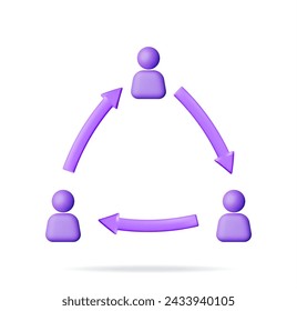 3D User Sync or Switch Symbol Isolated. Render User Exchange, Synchronization or File Transfer. User Profile with Arrows Icon. Employee Replacement or People Swap Position. Vector illustration