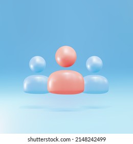 3d Users group icon isolated on blue background. Group of people icon. Business avatar symbol users profile icon. Vector illustration.