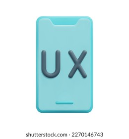 3d ux on mobile icon vector. Isolated on white background. 3d ux and ui concept. Cartoon minimal style. 3d icon vector render illustration.