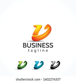 3d v alphabet letter logo