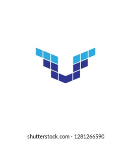 3D V letter Wing logo design
