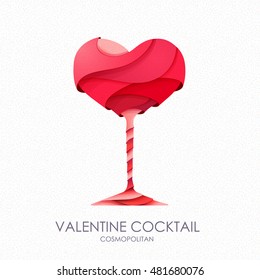 3D Valentine Cocktail Design.Vector Icon