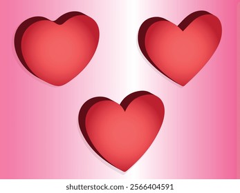 3D Valentine heart icon. Collection of heart illustrations, Love symbol icon set, Artistic heart love symbols isolated on gradient paink and white background . Eps 10 , vector illustration .