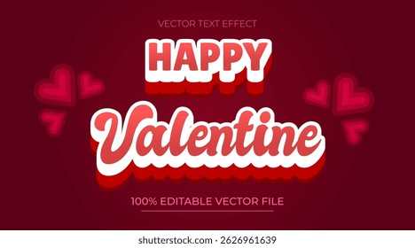 3d Valentines editable style effect template dark red theme