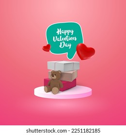 3D-Valentine verleihen Kartenvektordesign. Liebes Design. Hochzeitsverzierung