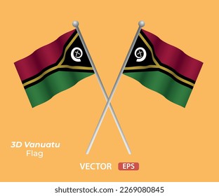 3D Vanuatu  flag vector design. Waving flag design,vector.
