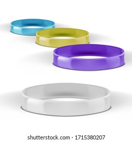 3D Various Color Glossy Silicone Wristband. EPS10 Vector