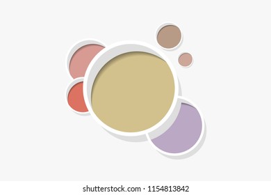 3D various sized circles arranged on white background  - template for text and decorative elements placement