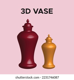 3D vase Vector design illustration