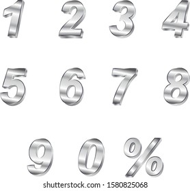 3D Vector 0, 1, 2, 3, 4, 5, 6, 7, 8, 9 Pink color numeral alphabet.