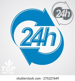 3d vector 24 hours graphic symbol with additional version. Twenty-four hours a day conceptual element. Time management idea pictogram.