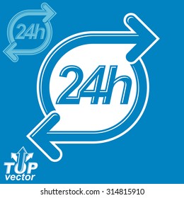 3d vector 24 hours graphic symbol with invert version. Twenty-four hours a day conceptual element. Time management idea pictogram.