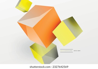 3d vector abstract background. Flying cubes composition. Trendy techno business template for wallpaper, banner, background or landing