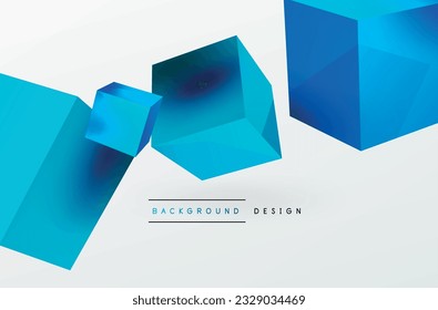 3d vector abstract background. Flying cubes composition. Trendy techno business template for wallpaper, banner, background or landing