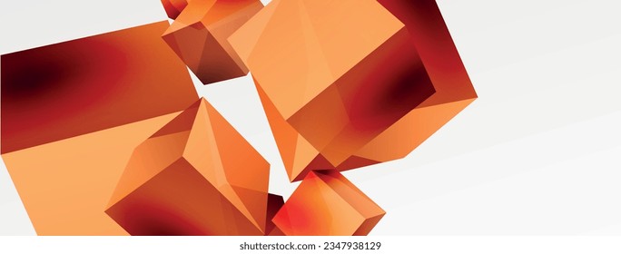 3d vector abstract background. Flying cubes composition. Trendy techno business template for wallpaper, banner, background or landing