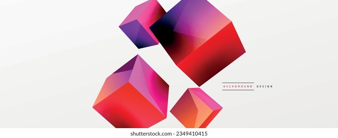 3d vector abstract background. Flying cubes composition. Trendy techno business template for wallpaper, banner, background or landing