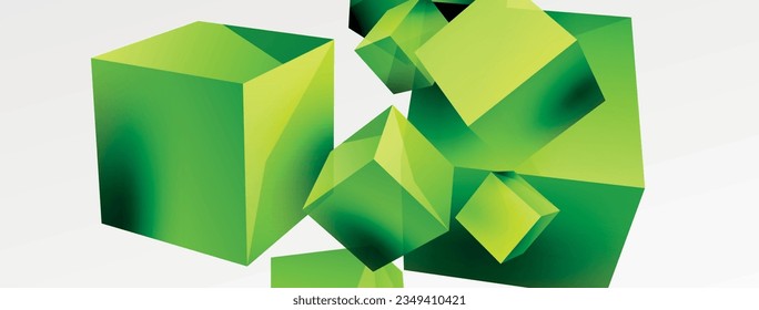 3d fondo abstracto vectorial. Composición de cubos voladores. Plantilla de negocios de moda para tecno para papel de pared, banner, fondo o aterrizaje