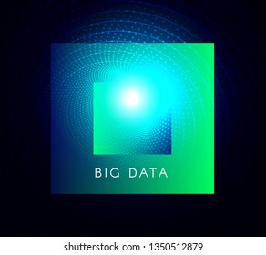 3D vector abstract big data background. Futuristic aesthetic design.Digital time funnel. Spatial-time continuum concept. Colorful icon in blue green