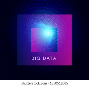 3D vector abstract big data background. Futuristic aesthetic design.Digital time funnel. Spatial-time continuum concept. Colorful icon in blue magenta
