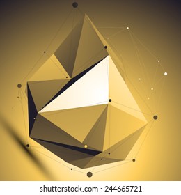 3D vector abstract colorful technology illustration, perspective geometric cybernetic background with wireframe.