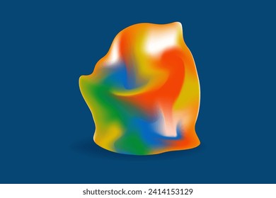 3D vector abstract form in rainbow heat map colors gradient on blue background. Trendy futuristic element perfect for abstract designs, web, print, media and more.