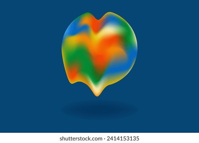 3D vector abstract form in rainbow heat map colors gradient on blue background. Trendy futuristic element perfect for abstract designs, web, print, media and more.