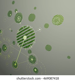 3d vector abstract green background created in Bauhaus retro style. Dimensional modern geometric composition can be used as templates and layouts.