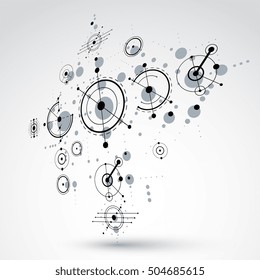 3d vector abstract monochrome background created in Bauhaus retro style. Dimensional modern geometric composition can be used as templates and layouts.