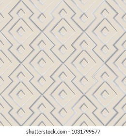 3D Vector abstract seamless pattern with drawn by brush rhombuses.Modern stylish texture.Water-color background