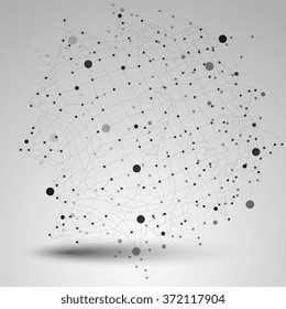 3D vector abstract technology mesh shape, perspective geometric lace object with wireframe. 