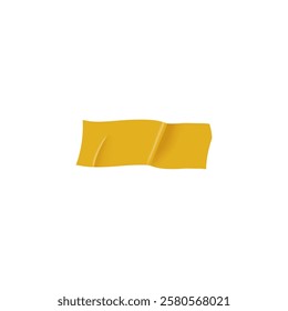 3d vector of adhesive tape, curved rectangular shape with wrinkles. Sticky strip. Scotch yellow. Realistic masking tape. Illustration on isolated background.