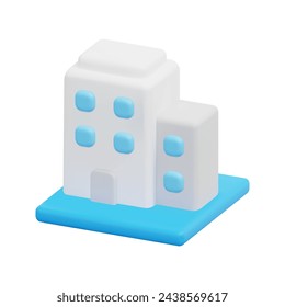 Icono de apartamento vectorial 3d. Aislado sobre fondo blanco. Alquiler 3d de la propiedad y concepto de bienes raíces. Dibujos animados estilo minimalista. Ilustración de renderizado de vector de icono de edificio 3d.