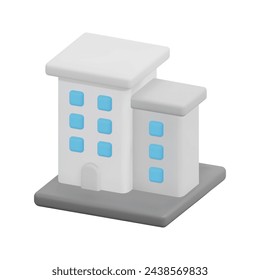 3d vector apartment icon. Isolated on white background. 3d vector building and architecture concept. Cartoon minimal style. 3d vector house icon render illustration.